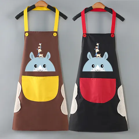 Grembiule da Cucina Impermeabile Mani Pulibili Stampa Animale Cartone Animato Grembiule in PVC Adulto Abbigliamento da Lavoro Unisex