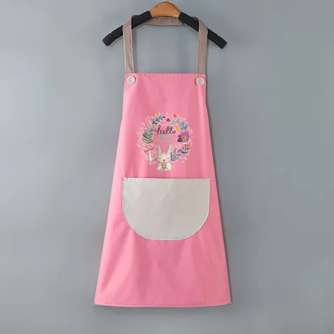 Grembiule da Cucina in PVC Impermeabile Con Tasca Carino Motivo Coniglio Grembiule da Cuoco per Donne