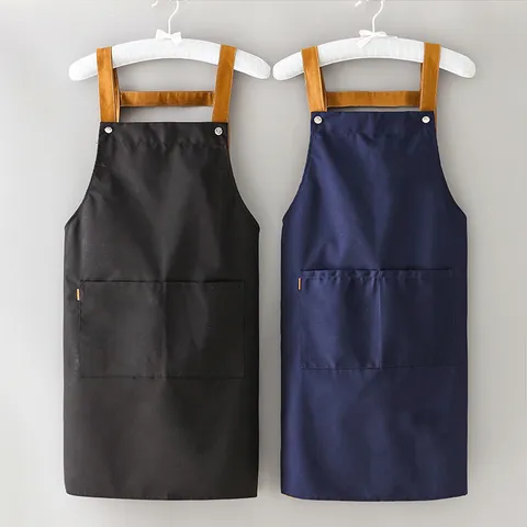 Grembiule da Lavoro in Tela Spalline Regolabili Grembiule da Cucina con Tasche per Caffè Panetteria Ristorante Unisex
