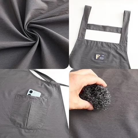 Tessuto di Cotone Grembiule da Cucina Moderno Minimalista Tinta Unita Design con Tasca Cinturino Regolabile Grembiule da Cucina per Donne Casa