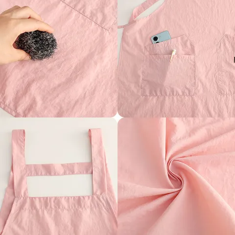 Solid Color Waterproof Apron Lightweight Breathable Kitchen Cooking Apron With Double Pockets Unisex Work Smock