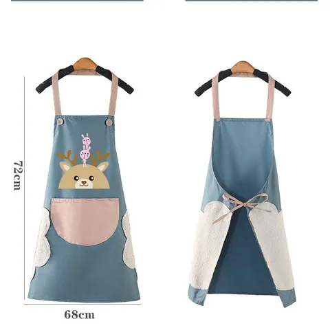 Grembiule da Cucina Impermeabile e Anti-Olio Con Asciugamani Tasche Stampa Cartoon