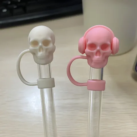 Lebensmittelechtes Silikon Totenkopf Strohhalm Abdeckung Staubdichte Kappe Süßer Wiederverwendbarer Trinkstrohhalm Aufsatz Für Becher Zubehör