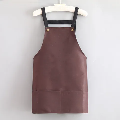 Breve Grembiule da Cucina per Donna Uomo Poliestere Impermeabile Grembiule da Cucina Con Tasche Cinturino Posteriore Regolabile Casa