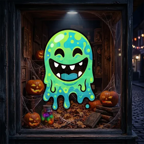 Halloween Cartoon Geist Statischer Fensteraufkleber Abnehmbarer Glasaufkleber Doppelseitiger Druck Schleim Design Für Party Dekoration Zuhause Wandaufkleber
