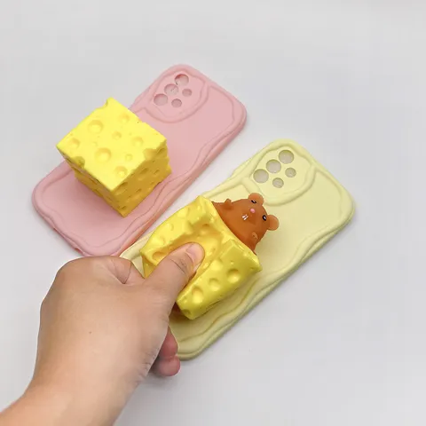 Cremige Wellen Silikon Handyhülle Für Samsung S23 Ultra A54 Süße Käse Maus Dekompression Weiche TPU Abdeckung Stoßfeste Schale