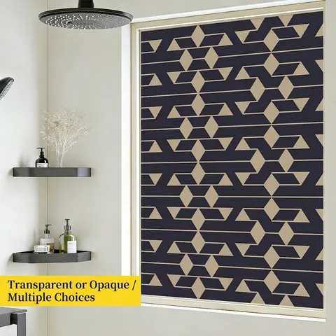 Abstract Geometric Static Cling Window Film Frosted Glass Privacy Sticker Anti-Peeping Heat Control UV Blocking Decorative Film For Home Office Bathroom