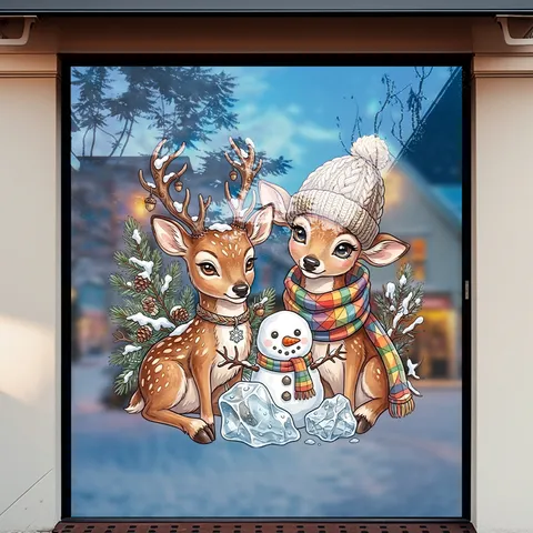 Weihnachten Cartoon Rentier Schneemann Statische Haftung Glas Fensteraufkleber Xmas Doppelseitige PVC Wandtattoo Für Party Home Showcase Dekor