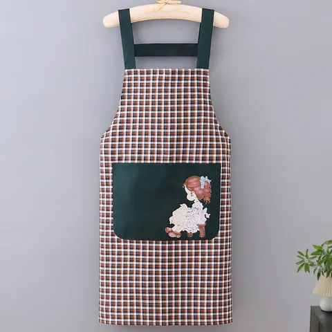 Grembiule da Cucina da Donna in Misto Cotone Impermeabile Antivegetativa Grembiule con Bava e Tasca Stampa Ragazza Carina