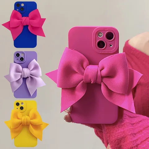 Sweet and Cool Style 3D Bowknot Silicone Phone Case For iPhone Series Soft Back Cover