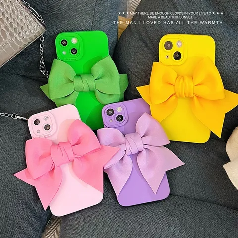 Ins 3D Schleife Silikon Handyhülle Für iPhone 15 14 13 12 11 Pro Max XR XS Süße Schleife Weiche Schutzhülle Damen