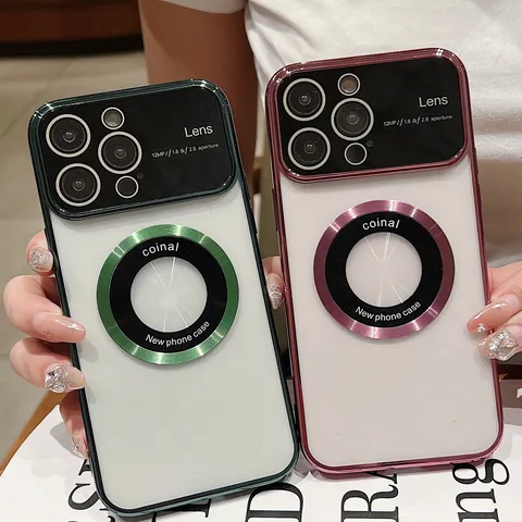Electroplated Magnetic Clear Phone Case For iPhone Transparent TPU Shockproof Protective Cover Back Shell