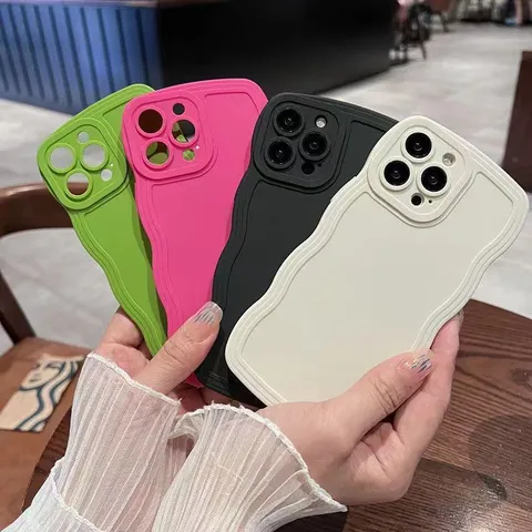 Custodia per Telefono in Silicone con Bordo Ondulato per Smartphone Anti-Caduta Cover Protettiva in TPU Morbido