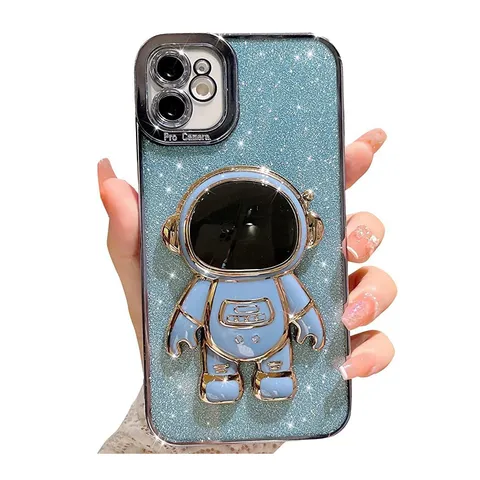 Luxury Electroplated Astronaut Stand Glitter TPU Phone Case For Apple iPhone Series Protective Back Cover