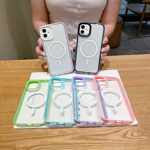 Transparente Magnetische Handyhülle Für iPhone 15 14 13 12 11 Pro Max Stoßfeste PC Rückseite Kabelloses Laden
