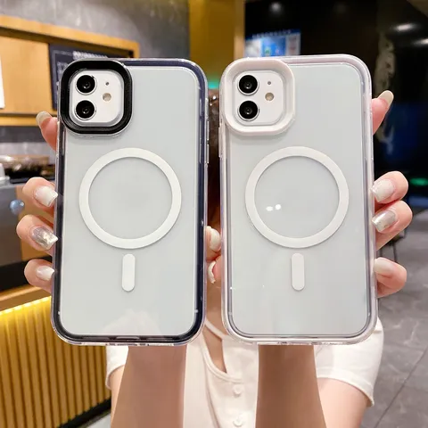 Transparente Magnetische Handyhülle Für iPhone 15 14 13 12 11 Pro Max Stoßfeste PC Rückseite Kabelloses Laden