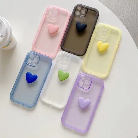 TPU Siliconen Telefoonhoesje Voor iPhone 13 12 11 Pro Max Schattige 3D Liefde Hart Schokbestendige Beschermende Achterkant Zachte Mobiele Schaal