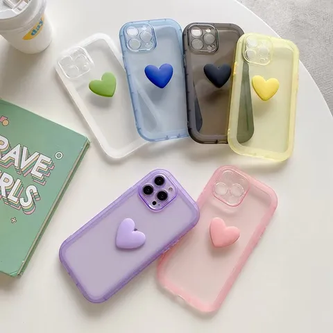 TPU Siliconen Telefoonhoesje Voor iPhone 13 12 11 Pro Max Schattige 3D Liefde Hart Schokbestendige Beschermende Achterkant Zachte Mobiele Schaal