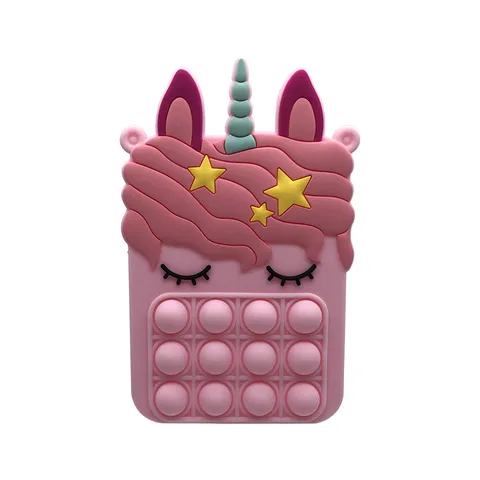 Silikon Einhorn Pop It Fidget Spielzeug Umhängetasche Süße Cartoon Regenbogen Münzbeutel Mit Lanyard Kinder Mädchen Brieftasche Geschenk