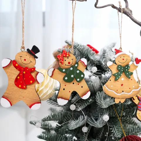 Hölzerne Weihnachtsbaum Hängeornamente Vintage Alterung Lebkuchenmann Anhänger Feiertag Party Heimtextilien Geschenk