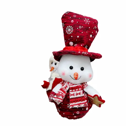 Christmas Snowman Drawstring Gift Bag Plush Santa Claus Apple Candy Pouch Holiday Party Favor Home Decor