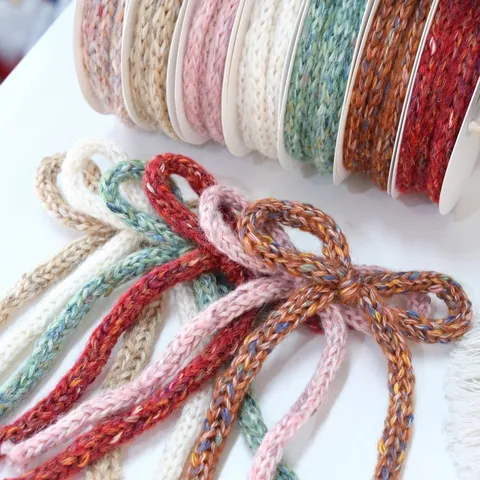 Weihnachtsbaum Dekoration Gemischtes Rundstrang Wollegarn Seil Schleife Geschenkbox Gesticktes Bindeband Festlich DIY Handwerk