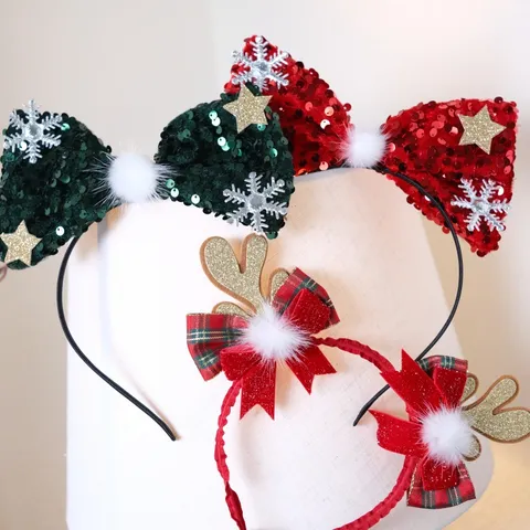 Weihnachten Pailletten Schleife Haarreif Rot Gruen Glitzer Schleife Geweih Weihnachts Haarreifen Party Foto Requisite Kopfschmuck