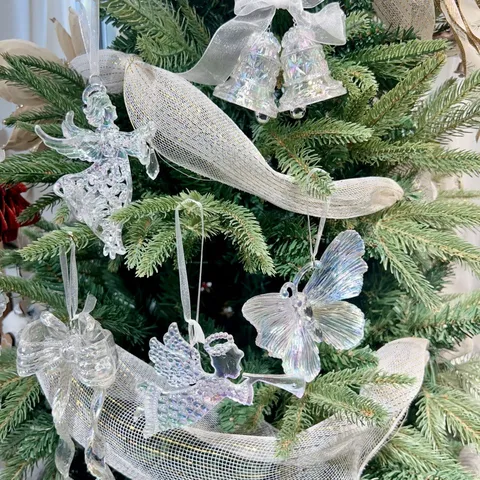 DIY Weihnachten Acryl Hängeornament Bunt Transparent Glocke Schmetterling Engel Anhänger Christbaumschmuck