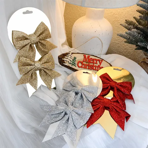 Weihnachts Schleife Dekoration Glitzer Schleife Weihnachtsbaum Tür Hängend DIY Geschenk Atmosphäre Requisite