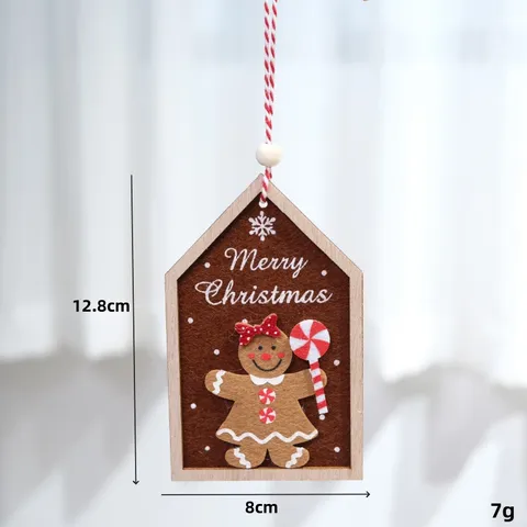 Weihnachten Holz Filz Lebkuchenmann Hängende Ornament Baumdekoration Feiertag Party Geschenk Anhänger Heimdekoration