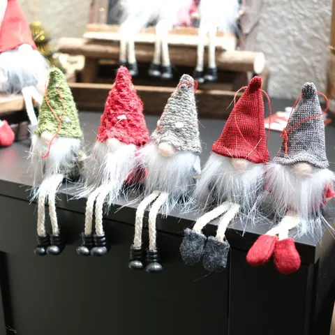 Weihnachten Wichtel Gesichtsloser Puppe Tisch Ornament Gestre Strickte Lange Bein Weihnachtsmann Figur Feiertag Heimdekor