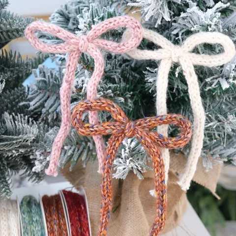 Weihnachtsbaum Dekoration Gemischtes Rundstrang Wollegarn Seil Schleife Geschenkbox Gesticktes Bindeband Festlich DIY Handwerk