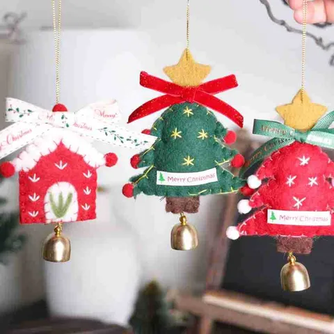 Weihnachtsbaum Hängender Anhänger Filz Stoff Ornamente Mit Glocke Festliche Party Haus Und Auto Innendekoration