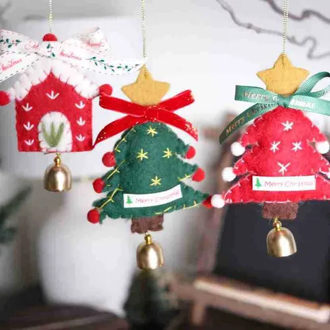 Weihnachtsbaum Hängender Anhänger Filz Stoff Ornamente Mit Glocke Festliche Party Haus Und Auto Innendekoration