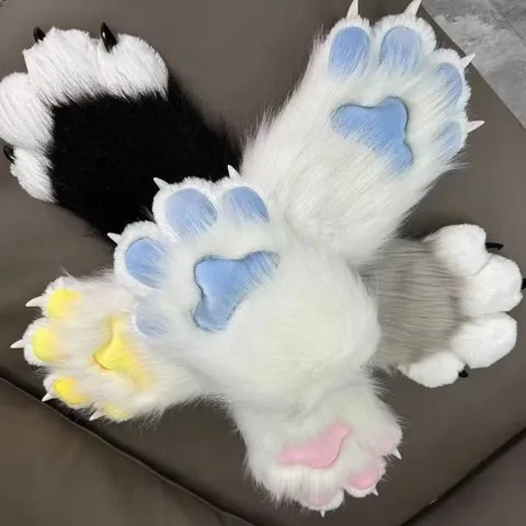 Plush Animal Paws Gloves Boots And Wings Set Cute Furry Cosplay Costume Accessories For Party Anime Carnival