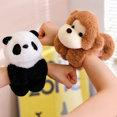 Simpatico Giocattolo in Peluche con Bracciale a Scatto di Animali Cartone Animato Morbido Peluche Anello da Mano per Bambini Regalo Creativo