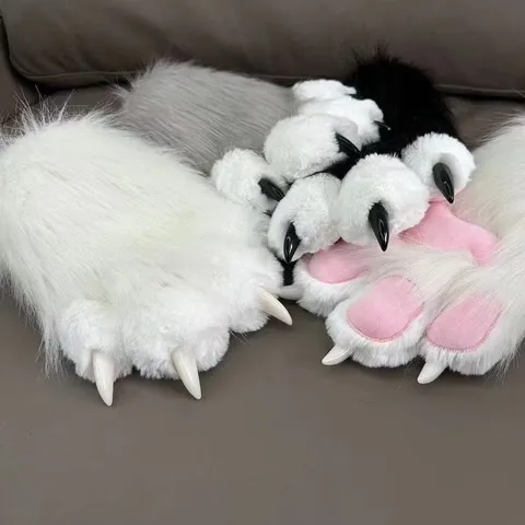 Plush Animal Paws Gloves Boots And Wings Set Cute Furry Cosplay Costume Accessories For Party Anime Carnival