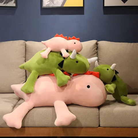 Simpatico Dinosauro Peluche Animale Imbottito Zavorrato Morbido Cuscino Con Imbottitura in Cotone PP Per Ragazze Cuscino Per Dormire Regalo