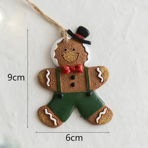 Weihnachten Lebkuchenmann Harz Anhänger Süß Retro Handgemalt Hängende Ornament Feiertag Party Heim Baum Dekoration