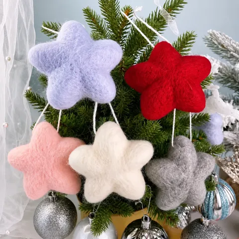 Filz Pentagramm Weihnachtsbaum Ornament Handgemachte DIY Hängende Dekoration Feiertag Party Wohnkultur Pentagramm Stern Anhänger