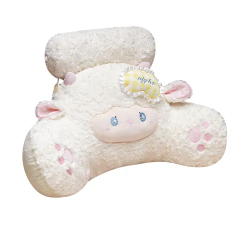 Cartoon Cute Sheep Bedside Waist Cushion Soft Stuffed Plush Backrest Pillow Office Car Lumbar Support Pillow