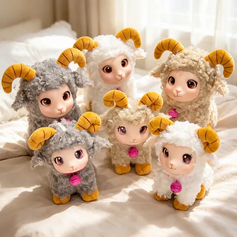 Graziosa Pecora di Peluche Viso in Vinile Peluche Animale Morbido Giocattolo Portachiavi Ciondolo Borsa