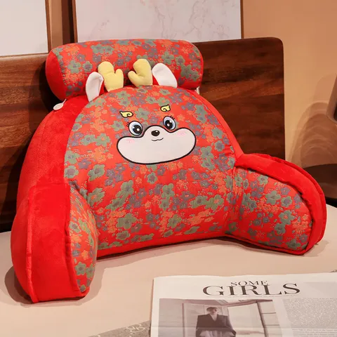 Cuscino da Letto Cartoon Morbido Grande Schienale Garza a Tre Strati Cuscino di Supporto Lombare Animale Carino Cuscino per Sedia Lavabile