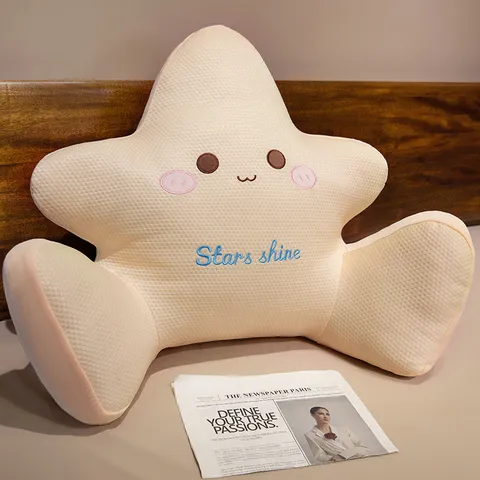 Cuscino da Comodino a Stella Carino Cartone Animato Peluche Cuscino Lombare Morbido Schienale per Decorazioni