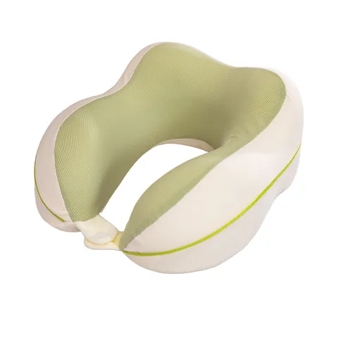 Oreiller en U de Voyage en Mousse à Mémoire de Forme Soie Glacée Oreiller de Cou Rafraîchissant Support Cervical Ergonomique Pour Voiture Bureau Avion