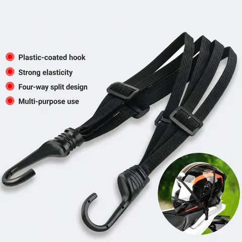 Multifunctional Motorcycle Helmet Luggage Elastic Bungee Cord Adjustable Heavy Duty Bike Cargo Strap With Hooks