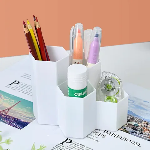 Kreativer Sechseckiger Kunststoff Stifthalter Mehrfach Raster Desktop Aufbewahrungsbox Make-up Pinsel Organizer Büro Schulbedarf