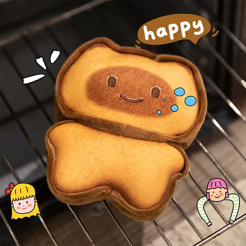 Peluche Capibara Toast Gatto Cartone Animato Cuscino Imbottito Animale Pane Carino Ciondolo Portachiavi