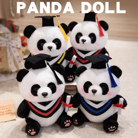 Graduation Panda Plush Toy Cute Stuffed Animal Panda Doll With Doctor Hat And Tassel Graduation Season Gift