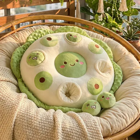 Plüsch Lotus Kapsel Wurfkissen Kreativer Dekompression Gefülltes Spielzeug Weiches Süßes Grünes Kissen Für Sofa Bett Heimdekoration